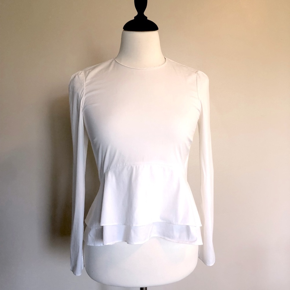 Zara white poplin peplum top